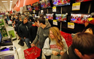 Shoppers standing in line on Black Friday