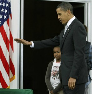 As his daughters look on, President Obama mercifully pardons thousands of Americans who lost their health plans and failed to sign up for new coverage at HealthCare.gov. 